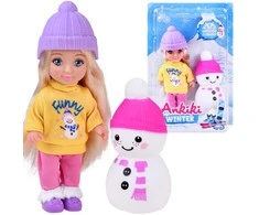 Ankiki lėlė, maža lėlė 13 cm + sniego senelis