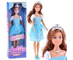 Anlily Doll ilgais plaukais mėlyna pasakų suknele
