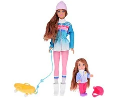 Anlily yra 30 cm lėlė ir 12 cm lėlė ant rogių žiemos sporto