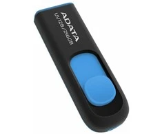 ADATA | USB Flash Drive | UV128 | 256 GB | USB Type-A | Juodas/Mėlyna