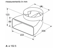 Bosch HEZ9VDSI1 Adapterio kanalas, ⌀ 150 mm, 90°, apvalus plokščias