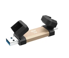 Kietasis diskas „Silicon Power DS72“ USB atmintinė, 1 TB, USB A tipo / C tipo 3.2 kartos 2 (3.1 kartos 2), auksinė
