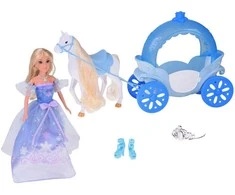 Jokomisiada Princess doll in a ball gown with a baltas horse and carriage ZA5419