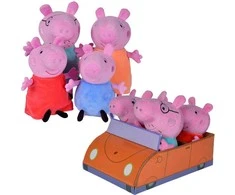 Simba Mascot rinkinys Peppa Pig George Mom Dad Pig automobilyje