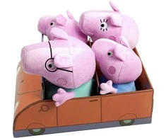 Simba Mascot rinkinys Peppa Pig George Mom Dad Pig automobilyje