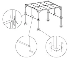 Jokomisiada Garden PERGOLA Para Sole ZONA 3x3x2m Atsparus vandeniui roofing ROLLERS SP0836