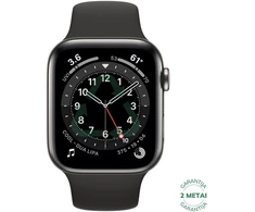 Atnaujintas Apple Watch Series 6 44mm Nerūdijantis plienas GPS+Cellular / Graphite (būklė kaip naujas)