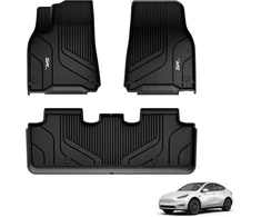 3W automobiliniai grindų kilimėliai Tesla Model Y 2020–2024, TPE, juodi, 21106-1-2-FBA