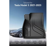 3W automobiliniai TPE grindų kilimėliai Tesla Model 3 2021–2023, juodi, Model3-6PCS
