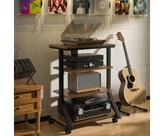 5Rcom HiFi medinė AV lentyna, 4 aukštų, maksimalus svoris 54 kg, reguliuojamas stovas HF2001BWM-NEW