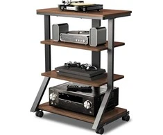 5Rcom HiFi medinė AV lentyna, 4 aukštų, maksimalus svoris 54 kg, reguliuojamas stovas HF2001BWM-NEW