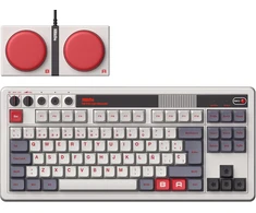 8Bitdo mechaninė klaviatūra, Bluetooth, 2.4G ir USB-C, 87 klavišų, keičiami jungikliai, ispanų QWERTY