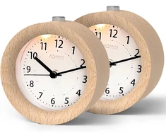 AboveClock analoginiai žadintuvai, 2 vnt., be tiksėjimo, su snaudimo funkcija