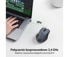 Acer belaidė ergonominė optinė pelė, 2,4 GHz, 1600 DPI, 6 mygtukai, OMR266