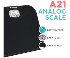 Adamson analoginės kūno svarstyklės A21 iki 136 kg su neslystančiu guminiu paviršiumi
