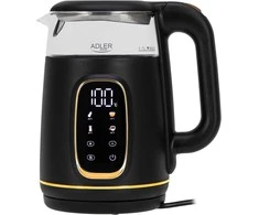 ADLER EUROPE elektrinis virdulys su temperatūros reguliavimu, stiklinis, 1,7 l, LED, 1850 W, AD1305BG