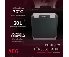 AEG automobiliui skirta termoelektrinis šaldytuvas, 20 l talpa, pilka, 11084 modelis