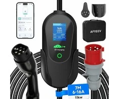 AFYEEV mobilus sieninis EV įkroviklis 11 kW, 3 fazių, Type 2, 7 m kabelis, 6–16 A