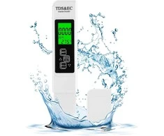 Aideepen vandens kokybės testeris TDS/EC/temperatūros matuoklis su apšvietimu, 3-in-1, baltas