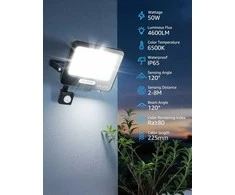 Aigostar lauko LED prožektorius 50 W, su judesio jutikliu, 4600 lm, IP65, 6500 K, 2 vnt.