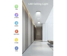 Lubinis šviestuvas Aigostar LED lubinė lempa, 18 W, 2100 lm, 6500 K balta, aliuminio korpusas, Ø17,4 cm, 2 vnt.