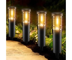 Ainostone LED lauko saulės šviestuvai, IP65, 900 mAh, 3000 K, šilta balta, 4 vnt., solaireP