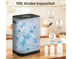 AIUNAOM butelių perdirbimo dėžė su išimamu maišu, 110 l, pilka, KCB0102