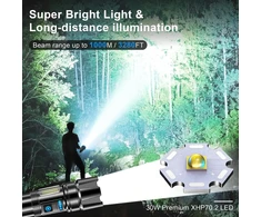 AIUNAOM įkraunamas LED taktinis žibintuvėlis 500000 lm, USB-C, IPX6, 1670