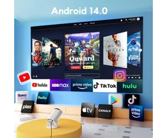 AKIYO mini projektorius su Wi-Fi 6, Bluetooth 5.4 ir 1080p palaikymu O2