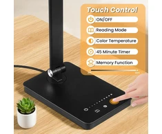 Akynite LED stalinė lempa su 42 LED, USB-C ir 5 spalvinės temperatūros režimais, juoda