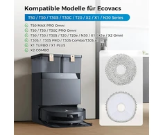 Alloytool robotų dulkių siurblių šluostės Ecovacs Deebot T50, T30, T20 ir X2, 8 vnt., ET50-8W