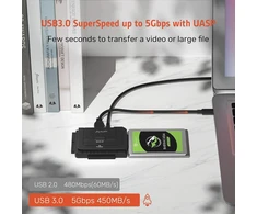 Alxum SATA ir IDE diskų keitiklis į USB-C su 12 V/2 A maitinimo šaltiniu Y-3322C
