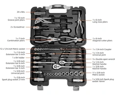 Amazon Basics namų įrankių rinkinys, 65 dalių, plienas, ergonomiška rankena, DS-JYAMZ0006