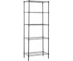 Amazon Basics siaura metalinė lentyna su 5 reguliuojamo aukščio lentynomis, 60,1 x 35,6 x 152,4 cm, be ratukų