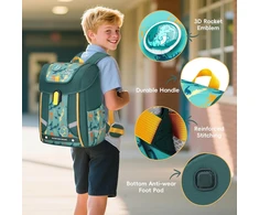 Amythe vaikų ergonominė kuprinė, žalia, 18 l, vandeniui atspari, BP120440 modelis