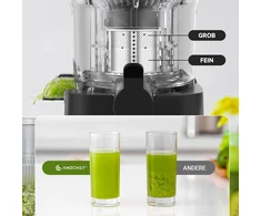 AMZCHEF lėtaeigė sulčiaspaudė, 180 W, 120 mm įkrovos anga, nerūdijančio plieno korpusas