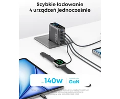 Anker 140W USB-C 4 portų greitas sieninis kroviklis su jutikliniu valdymu ir USB-C/USB-A jungtimis, B2697