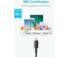 Anker 1,8 m Lightning įkrovimo kabelis iPhone telefonams, 2 vnt., juodas