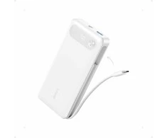 Anker 20000 mAh 87 W powerbankas su integruotu USB-C kabeliu, 2x USB-C ir USB-A, baltas