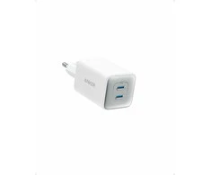 Anker 523 Nano 3 USB-C 47 W dviejų lizdų GaN sieninis įkroviklis, baltas