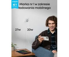 Anker 523 Nano 3 USB-C 47 W dviejų lizdų GaN sieninis įkroviklis, baltas