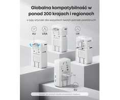 Anker kelioninis adapteris Nano su 5 jungtimis, 20 W USB-C ir kištukais daugiau nei 200 šalių A9215