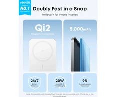 Anker magnetinis belaidis išorinis akumuliatorius 5000 mAh, 15 W MagSafe Qi2, USB-C, Nano Slim modelis A1665
