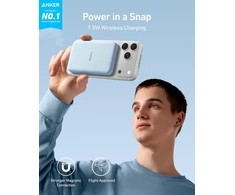 Anker magnetinis išorinis akumuliatorius 5000 mAh su USB-C laidu, suderinamas su iPhone 16/15 serija, mėlynas, A1610032