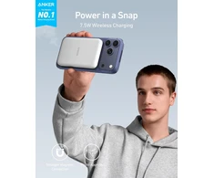 Anker magnetinis išorinis akumuliatorius 5000 mAh, USB-C, belaidis įkrovimas, balta, A1610