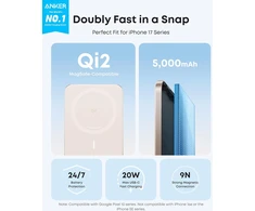 Anker magnetinis išorinis akumuliatorius 5000 mAh, 15 W Qi2, USB-C, itin plonas, auksinis, A1665