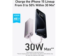 Anker Nano išorinė baterija 10000 mAh, 30 W, USB-C laidas, USB-A, A1259
