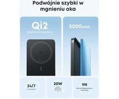 Anker Nano magnetinis power bankas 5000 mAh, 15 W MagSafe suderinama belaidė baterija, juodas