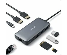 Anker PowerExpand 8-in-1 USB‑C adapteris su Dual 4K HDMI, 100 W PD ir Ethernet, A83800A1