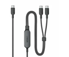 Anker USB-C į USB-C 2‑in‑1 įkrovimo kabelis, 140 W, 1.2 m, juodas